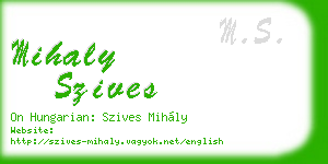 mihaly szives business card